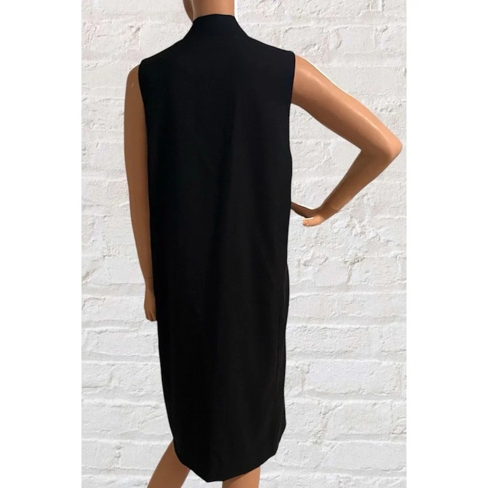 Elk Long Coatigan Vest Womens S/M Tailored Black Sleeveless Lined Asymmetrical - Picture 2 of 14